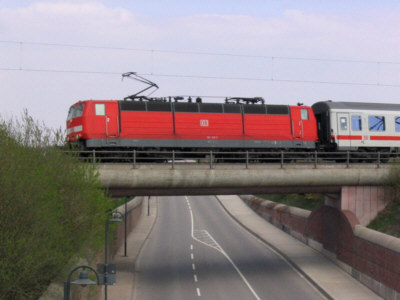 EC nach Strasbourg im Appenweierer Gleisdreieck, geführt von 181 219