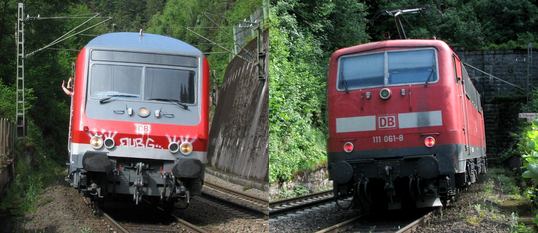 111 061 mit Turner-Fest-Sonderzug auf der Schwarzwaldbahn