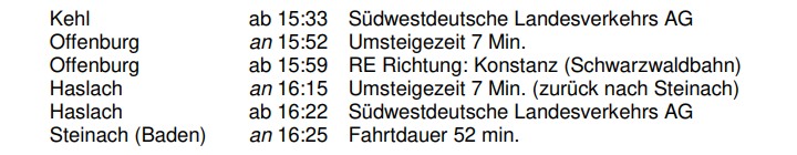 Fahrplan 2020 Kehl-Steinach