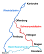Schwarzwaldbahn Streckenplan S&uuml;dwest